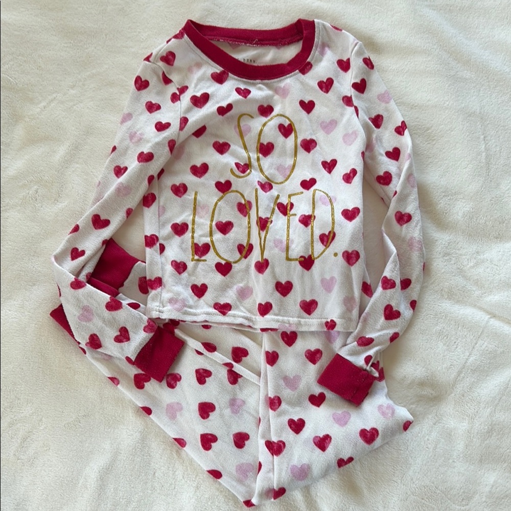 Like new Rae Dunn Heart Print Kids Pajamas